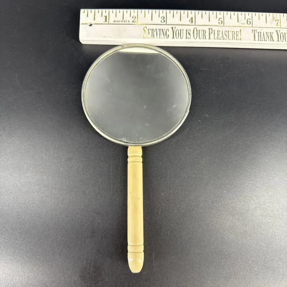 Vtg 1920's French Hand Held Round Vanity Mirror Marie Antoinette Adjustable